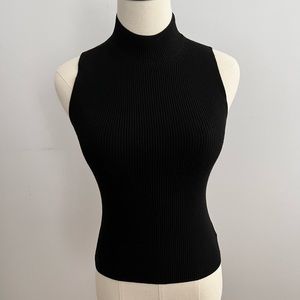 Theory knit sleeveless mock turtleneck top